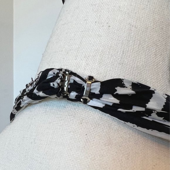 Kay Unger Halter Maxi Sundress 10 Black and White Silk - Picture 13 of 16